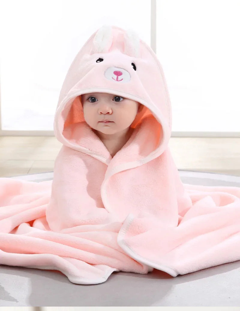Soft Cartoon Animal Baby Hooded Bath Towel