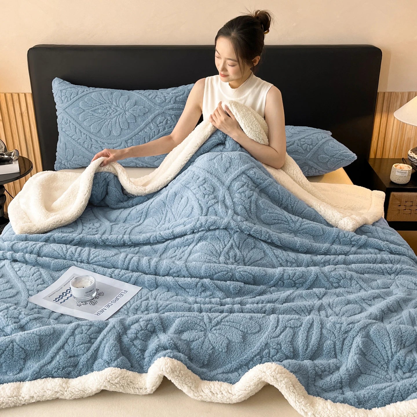 Plush Lamb Fleece Blanket — Four Seasons, Multi-Use, Washable