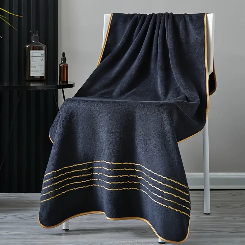 Premium White & Gray Towel Set with Gold Accents