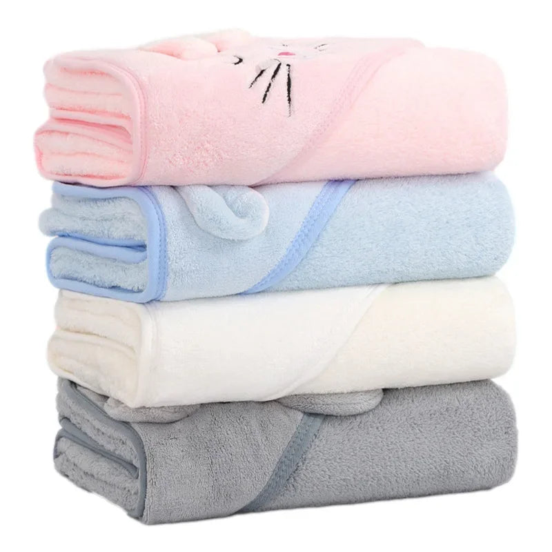 Soft Cartoon Animal Baby Hooded Bath Towel