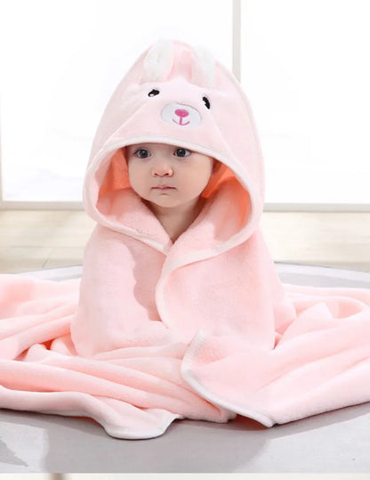 Soft Cartoon Animal Baby Hooded Bath Towel