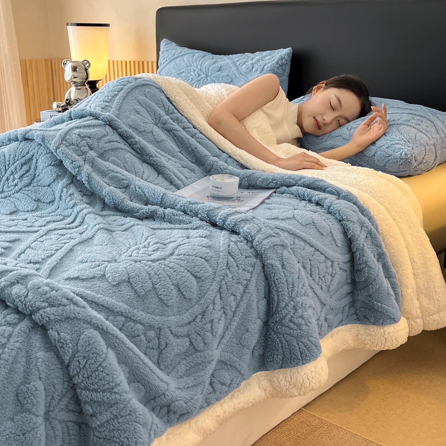 Plush Lamb Fleece Blanket — Four Seasons, Multi-Use, Washable