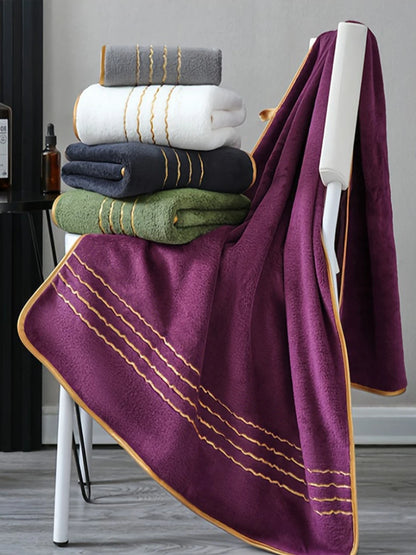 Premium White & Gray Towel Set with Gold Accents