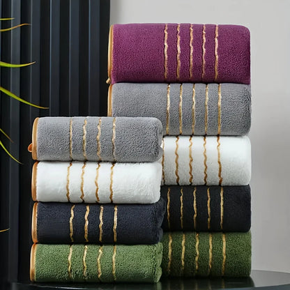Premium White & Gray Towel Set with Gold Accents