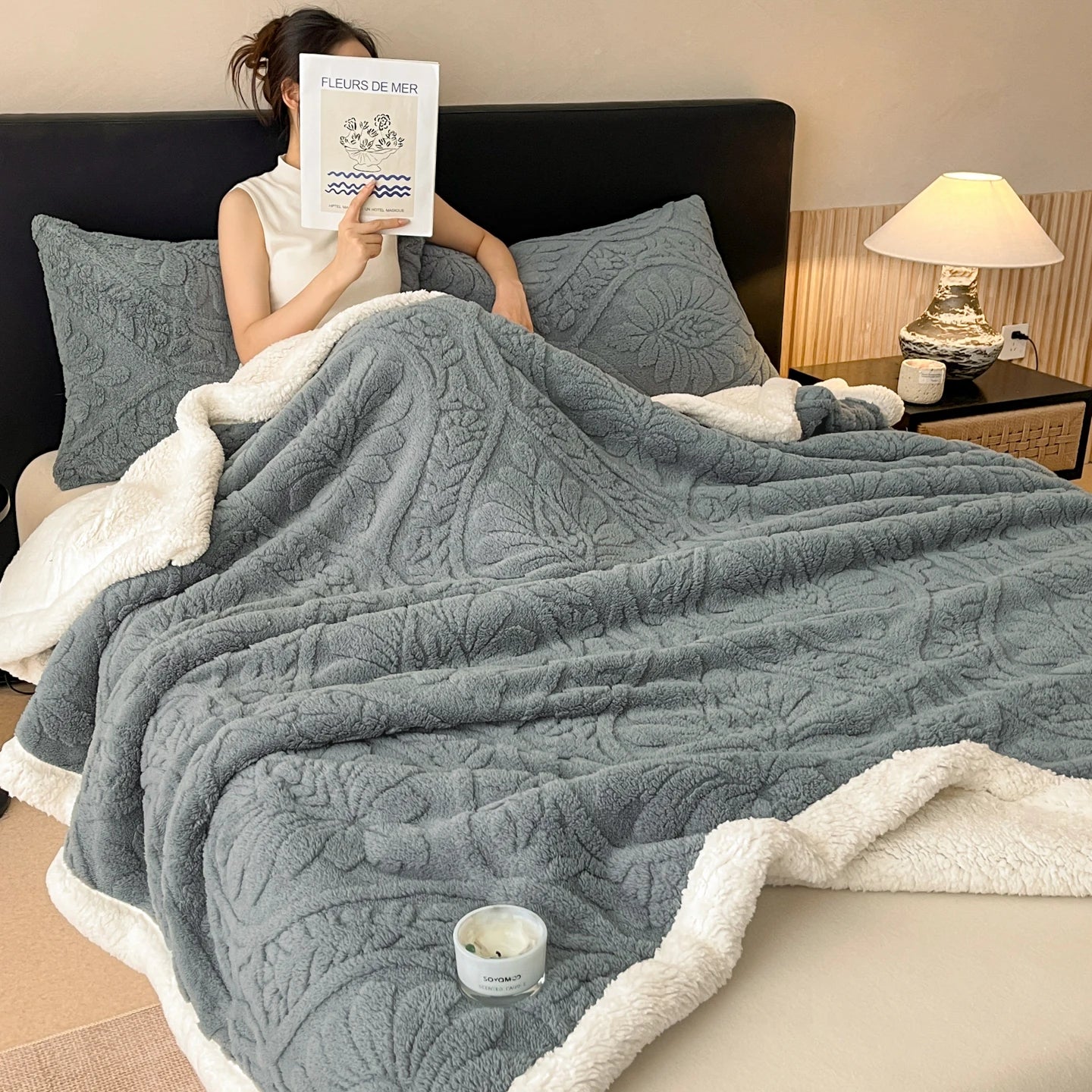 Plush Lamb Fleece Blanket — Four Seasons, Multi-Use, Washable