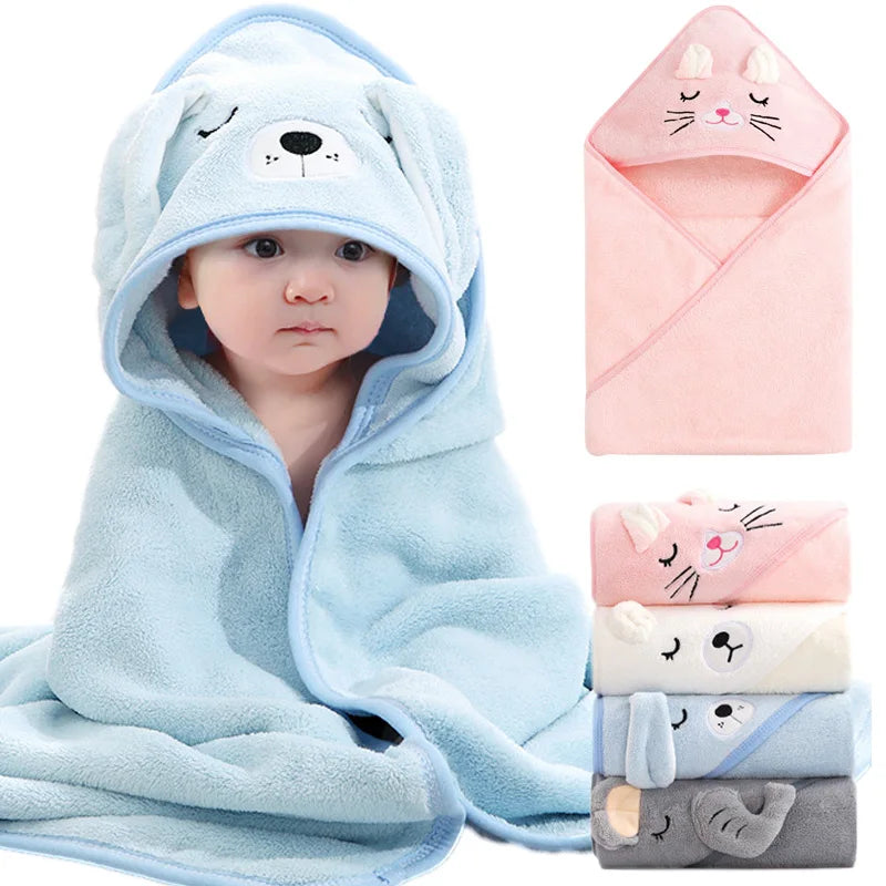 Soft Cartoon Animal Baby Hooded Bath Towel