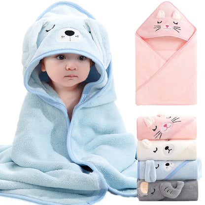 Soft Cartoon Animal Baby Hooded Bath Towel