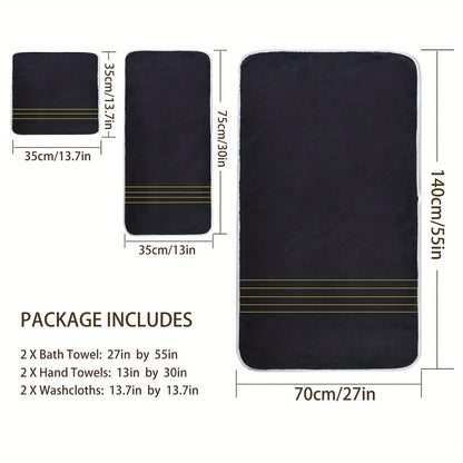 Premium White & Gray Towel Set with Gold Accents