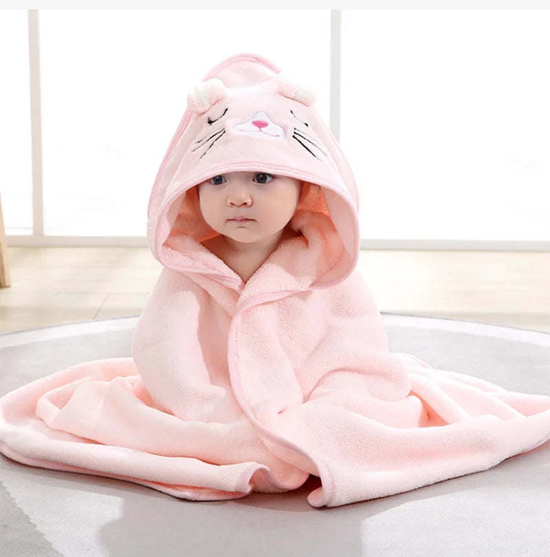 Soft Cartoon Animal Baby Hooded Bath Towel