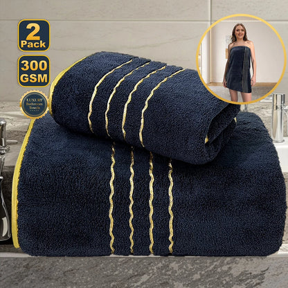 Premium White & Gray Towel Set with Gold Accents