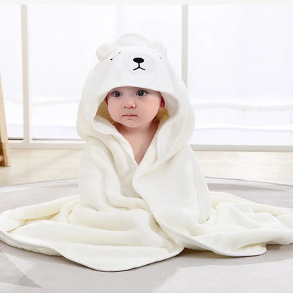 Soft Cartoon Animal Baby Hooded Bath Towel