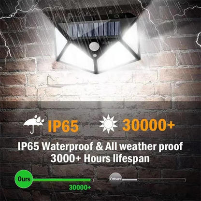 100 LED Wall Lights Outdoor Solar Lamp PIR Motion Sensor