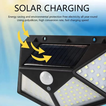100 LED Wall Lights Outdoor Solar Lamp PIR Motion Sensor