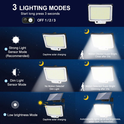 234/348 LED Solar Lights 3 Working Modes Super Bright Motion Sensor Outdoor IP65 Waterproof
