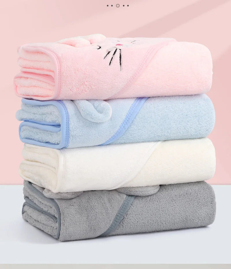 Soft Cartoon Animal Baby Hooded Bath Towel