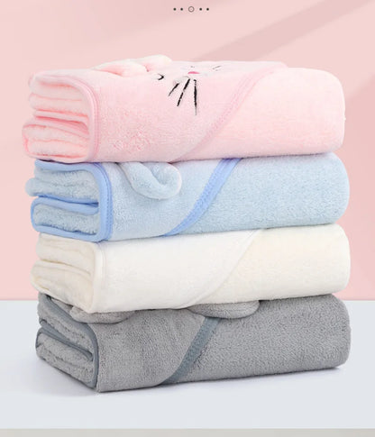 Soft Cartoon Animal Baby Hooded Bath Towel
