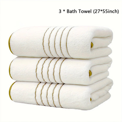 Premium White & Gray Towel Set with Gold Accents