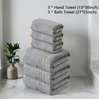 Premium White & Gray Towel Set with Gold Accents