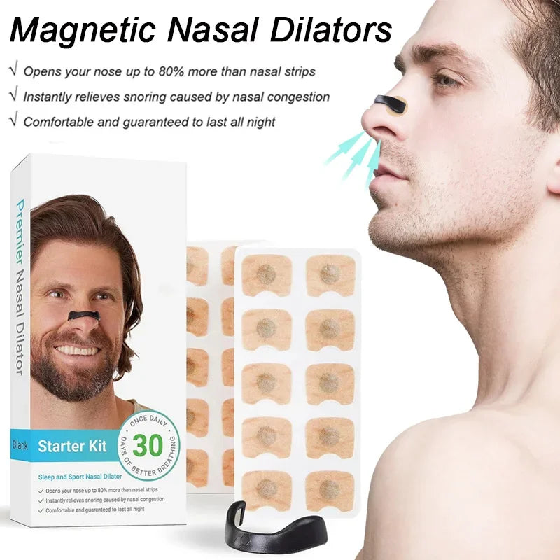 15/30-Day Snoring Solution: Magnetic Nasal Dilators & Strips