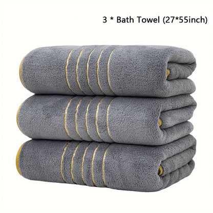 Premium White & Gray Towel Set with Gold Accents