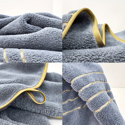Premium White & Gray Towel Set with Gold Accents