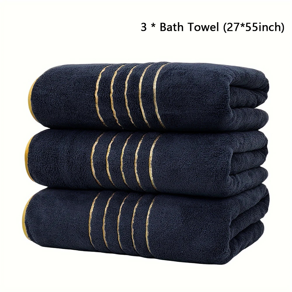 Premium White & Gray Towel Set with Gold Accents