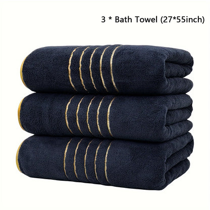 Premium White & Gray Towel Set with Gold Accents