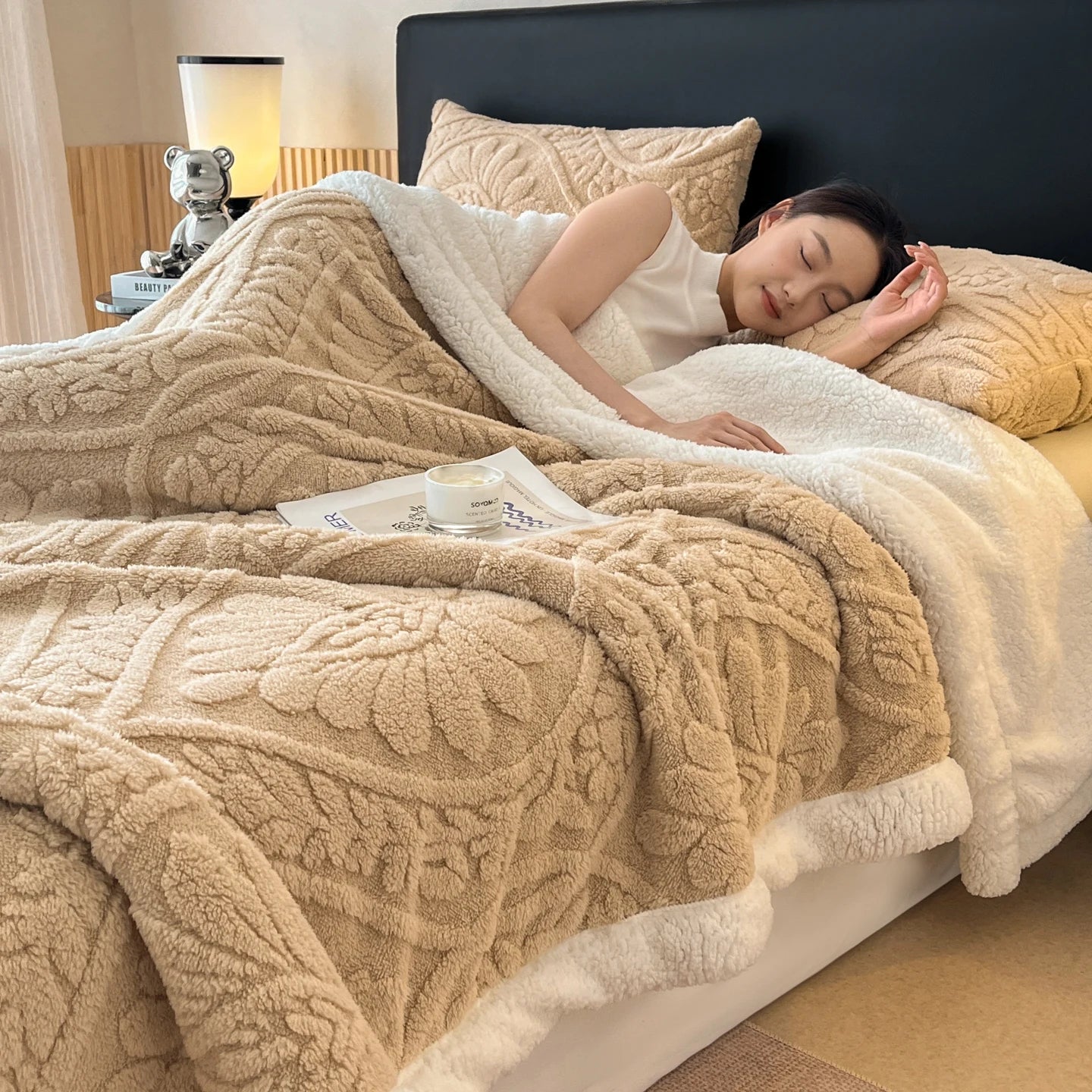 Plush Lamb Fleece Blanket — Four Seasons, Multi-Use, Washable