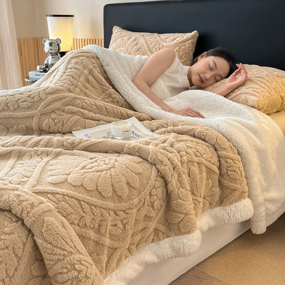 Plush Lamb Fleece Blanket — Four Seasons, Multi-Use, Washable
