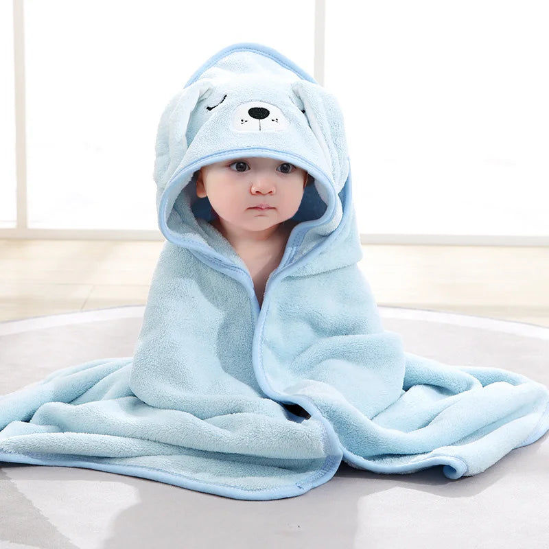 Soft Cartoon Animal Baby Hooded Bath Towel