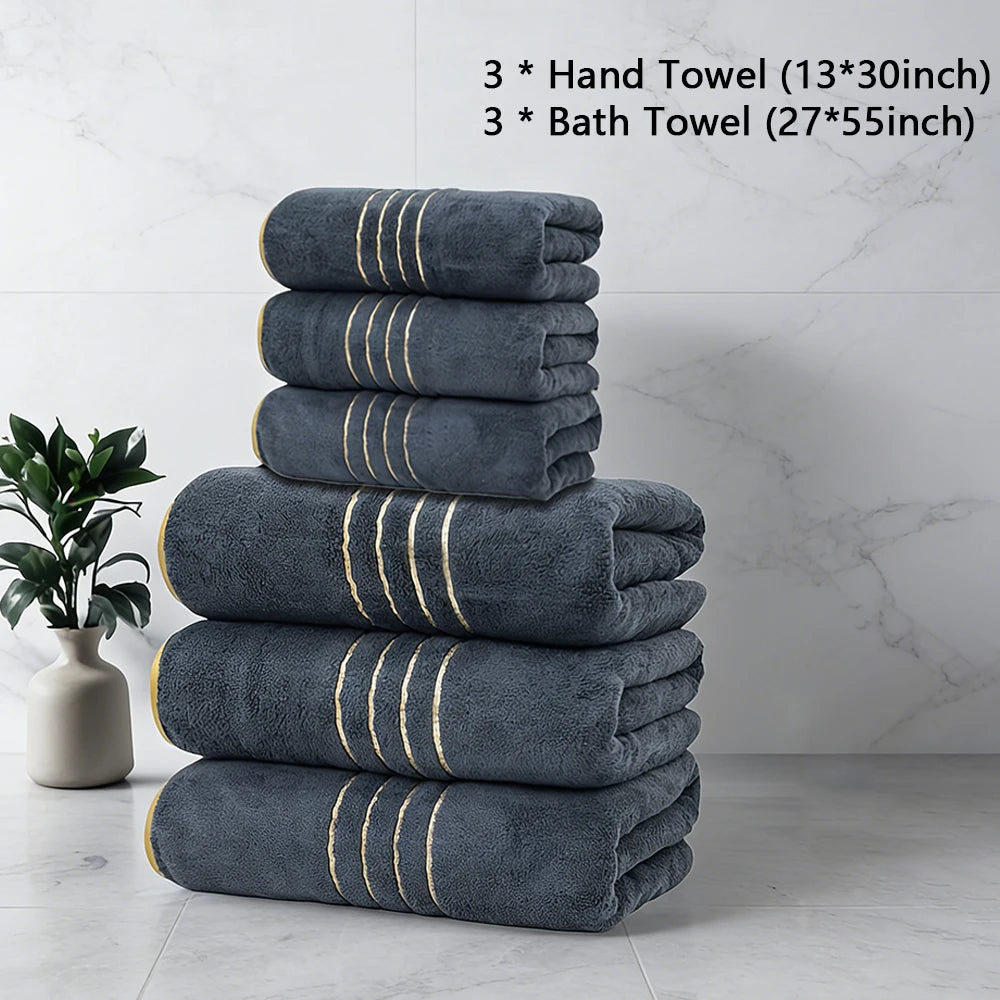 Premium White & Gray Towel Set with Gold Accents