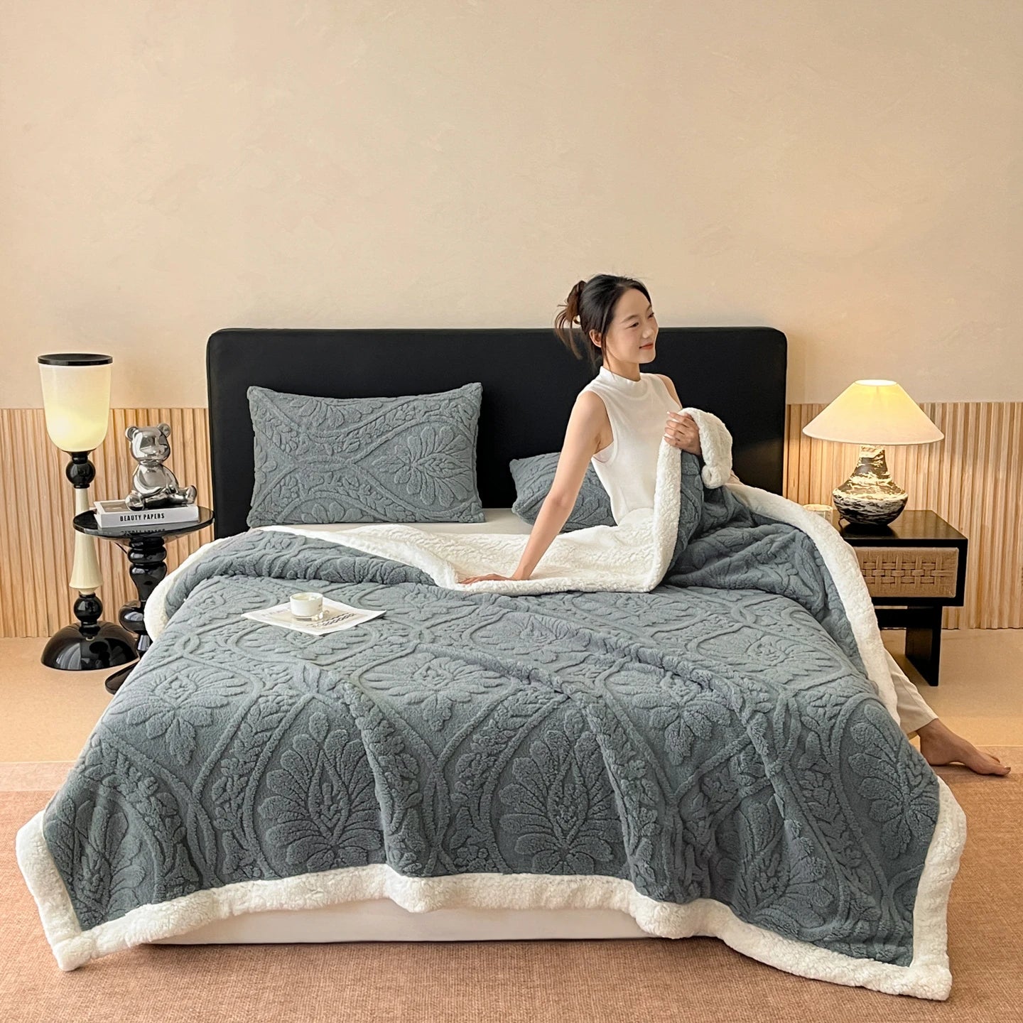 Plush Lamb Fleece Blanket — Four Seasons, Multi-Use, Washable