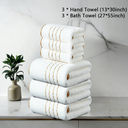 Premium White & Gray Towel Set with Gold Accents
