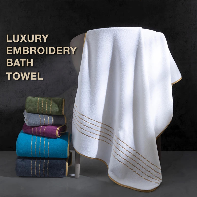 Premium White & Gray Towel Set with Gold Accents
