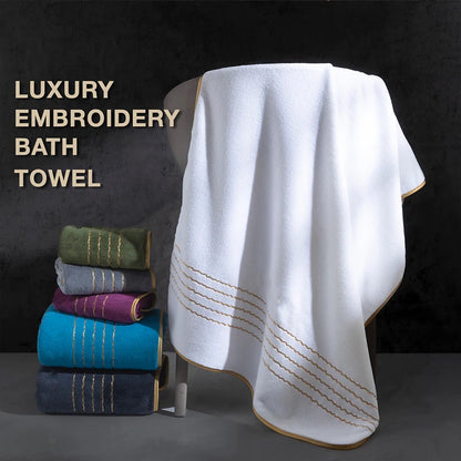 Premium White & Gray Towel Set with Gold Accents
